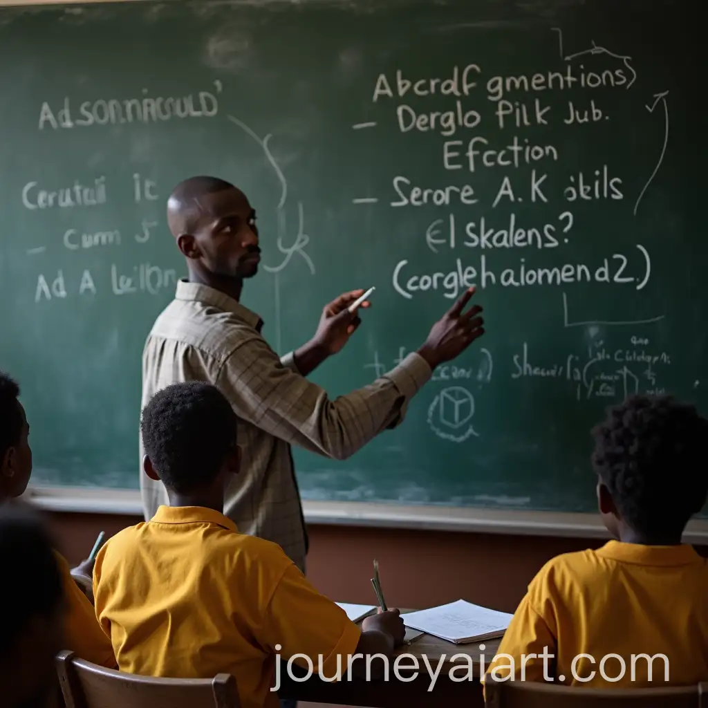 Somali-Teacher-Teaching-Alphabet-to-Students-on-Black-Board-with-Chalk