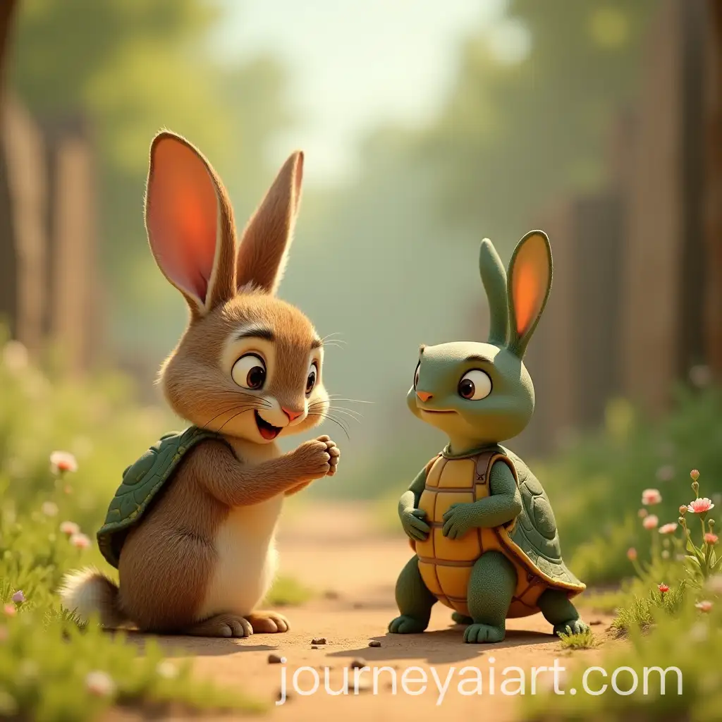 RabbitAI-Art-Prompt-Expansion-and-Turtle-Friendship-Gathering-with-Happy-Small-Animals-in-Pixar-Style-3D-Animation