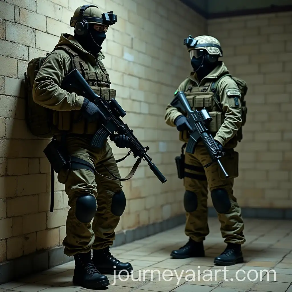Russian-Military-Special-Forces-Soldiers-in-Tactical-Gear-with-AK47-Rifles-in-Underground-Prison