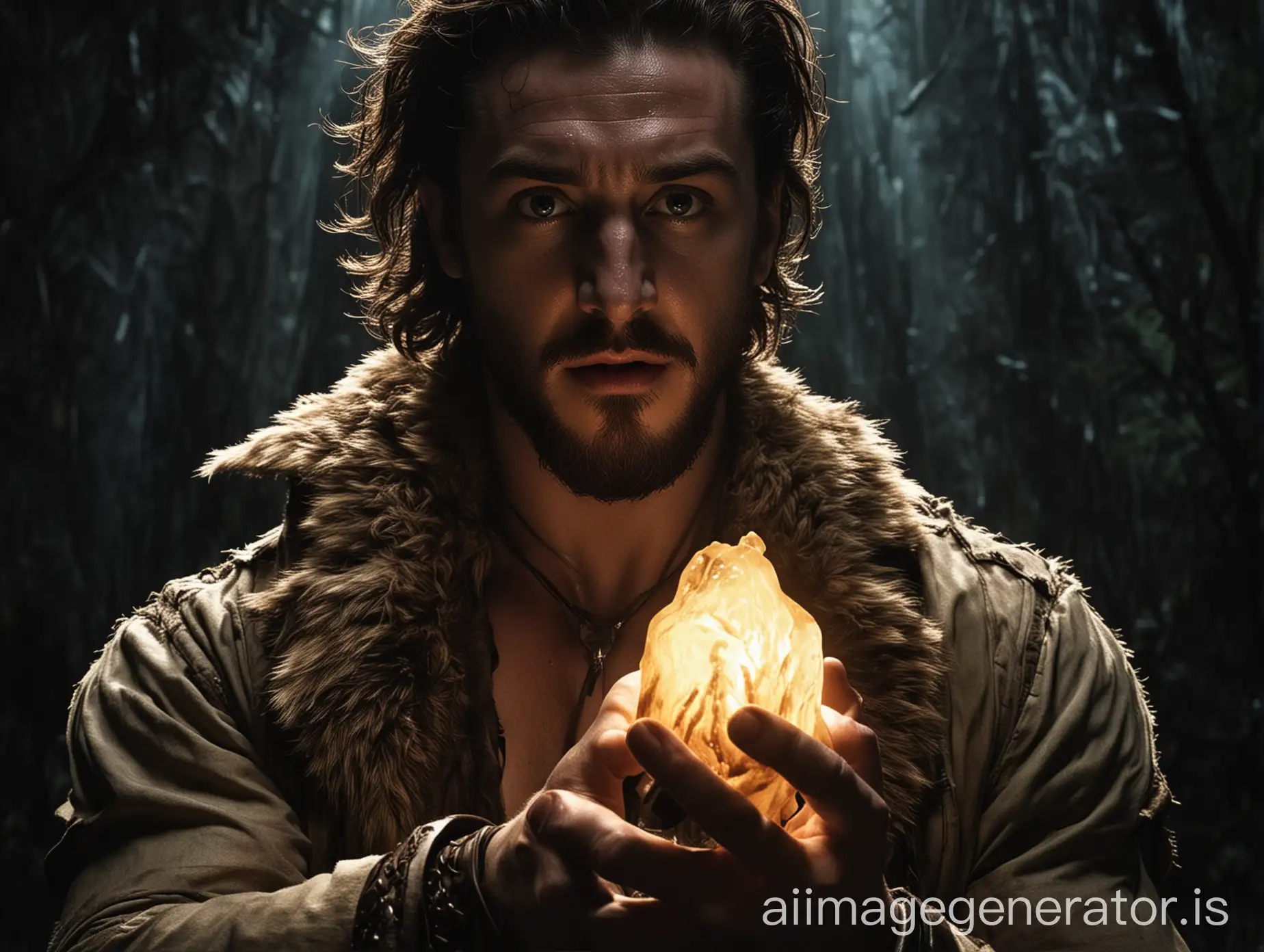 KRAVEN THE HUNTER , MOVIE poster , Aaron Taylor Johnson glowing object