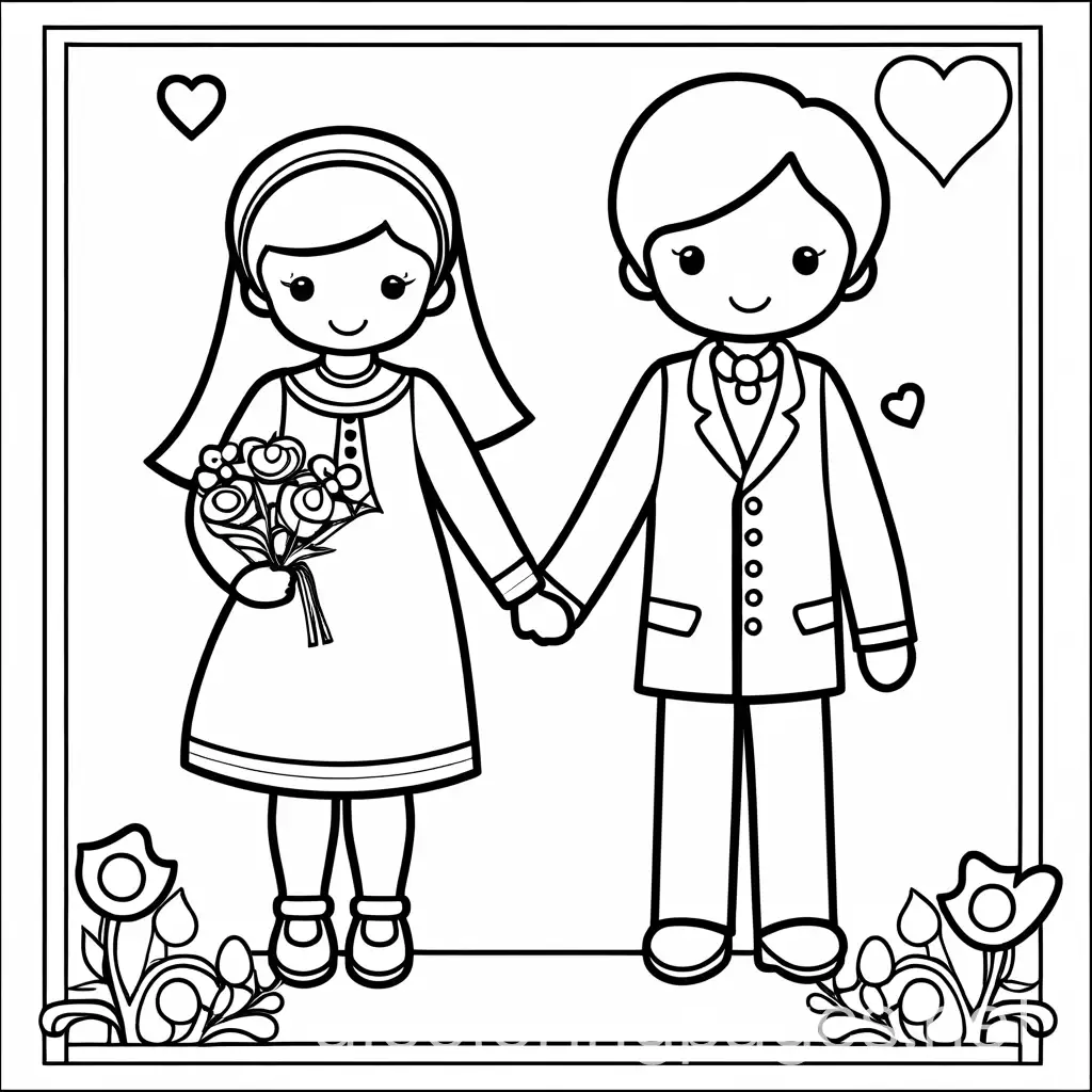 Valentines-Day-Couple-Coloring-Page-Black-and-White-Line-Art