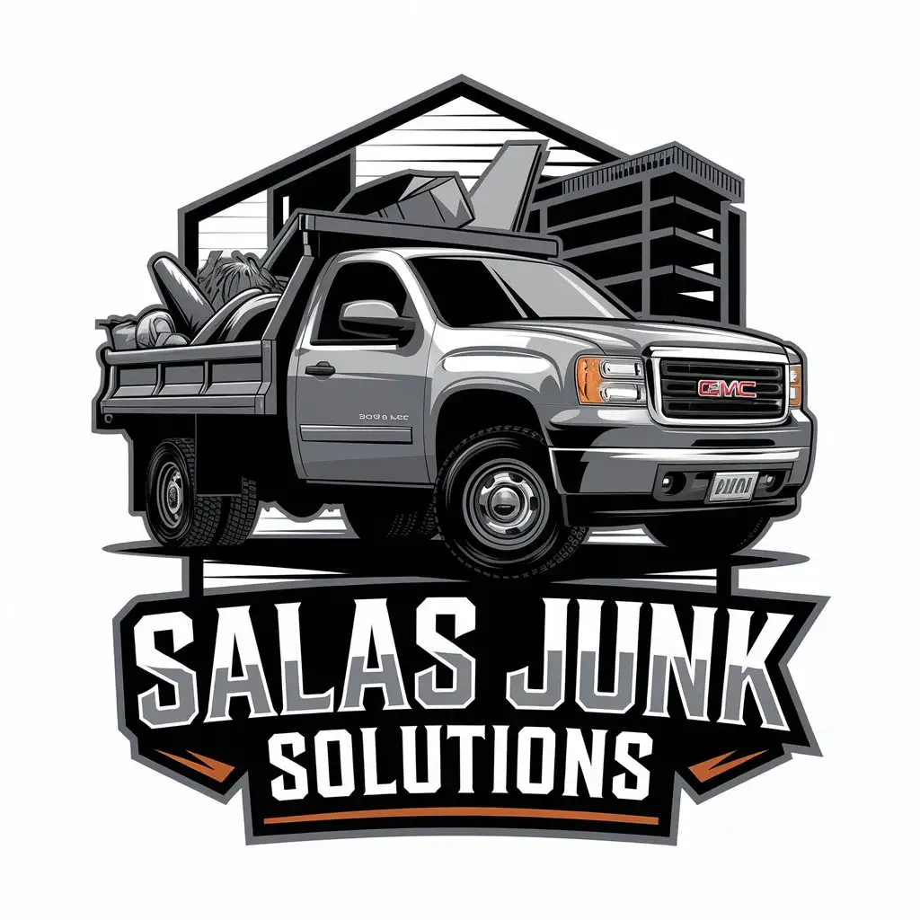 LOGO Design for Salas Junk Solutions 2013 GMC Extended Cab Truck with Junk and Broken Items Theme