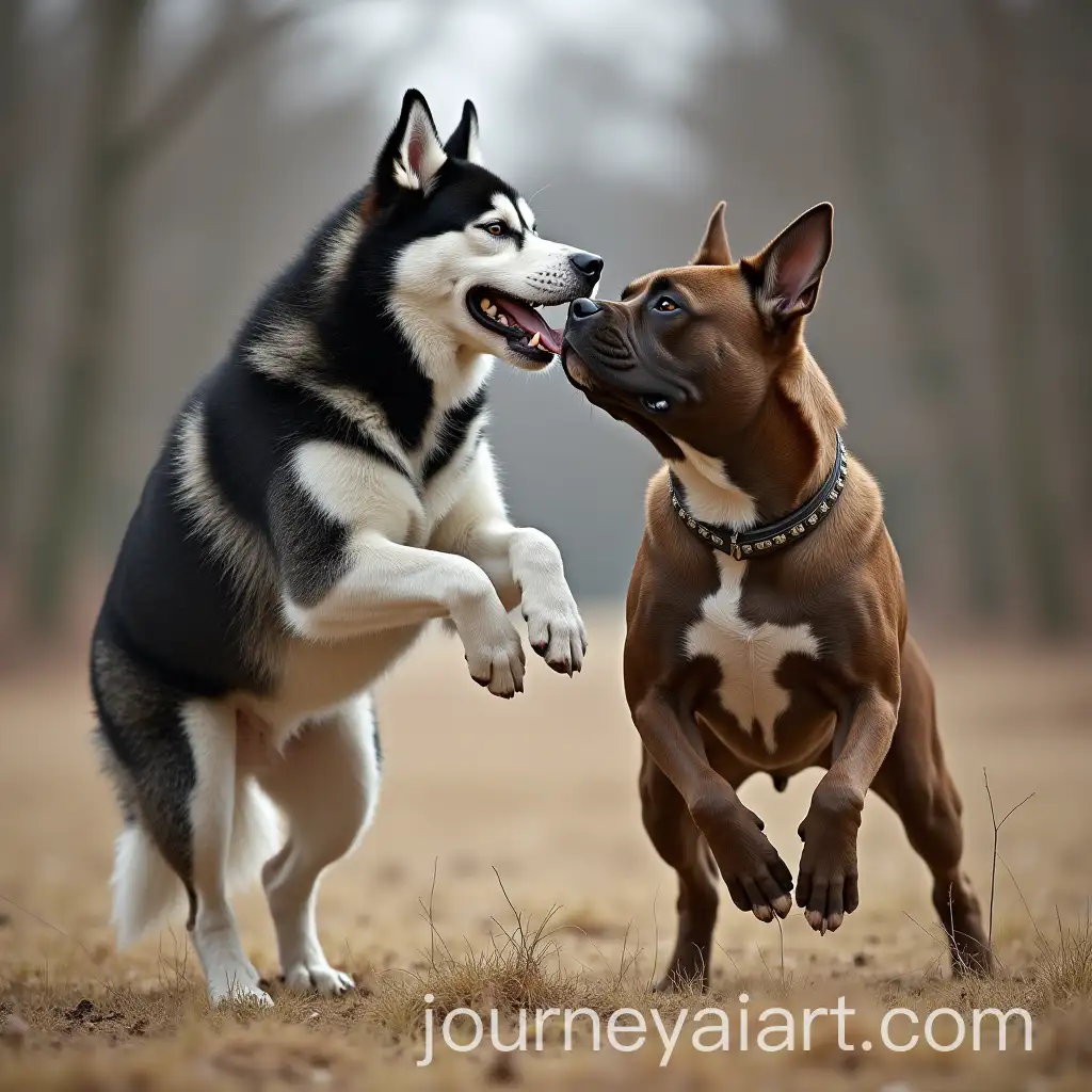 Husky-Dog-vs-Pitbull-Dog-Hybrid-Animal-Battle-Conflict