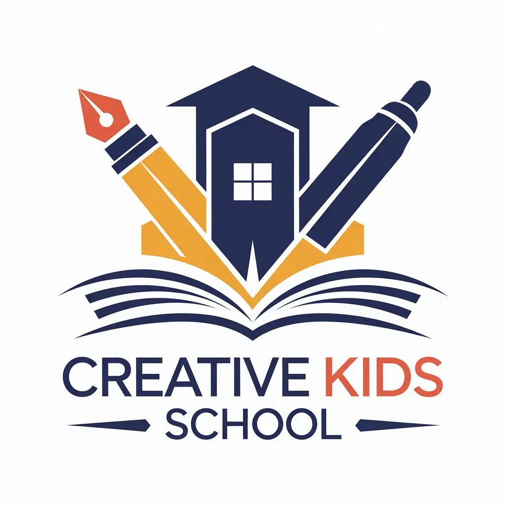 LOGO Design for Creative Kids School Pen Book and School Theme for Education Industry