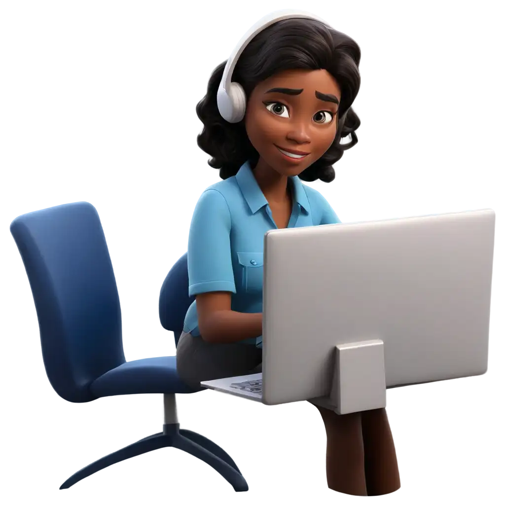 Cartoonik-Women-Working-on-a-Computer-PNG-Image-for-Creative-Projects