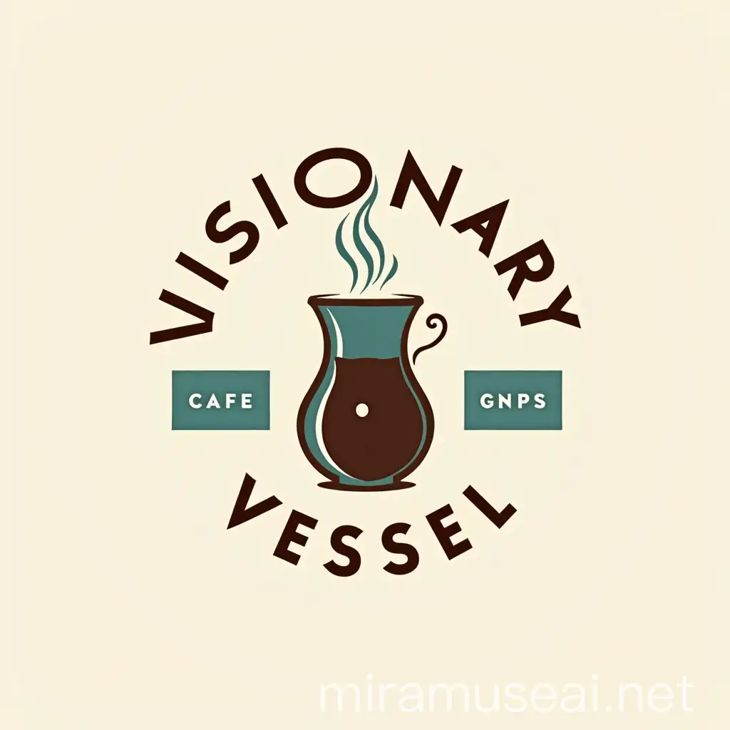 Visionary Vessel Cafe Logo Design Featuring Coffee Elements