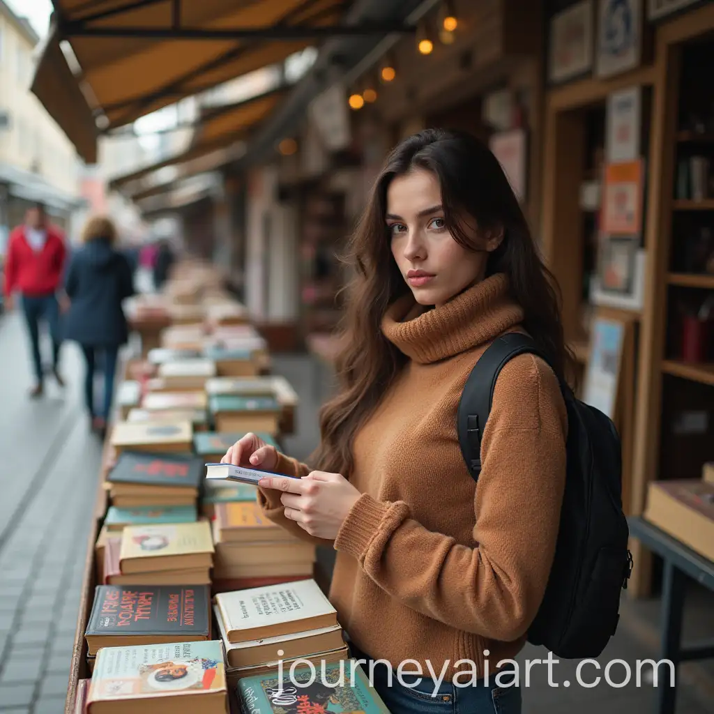 Beautiful-Woman-Selling-Books-at-SecondHand-Street-Market-Instagram-Influencer