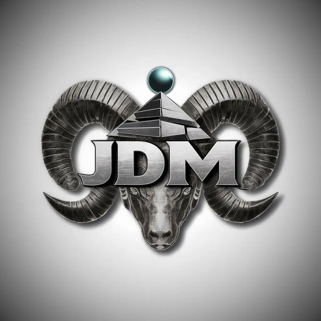 LOGO Design For JDM Intricate Initials with Pyramid and Ram Symbol on Sulfur Material