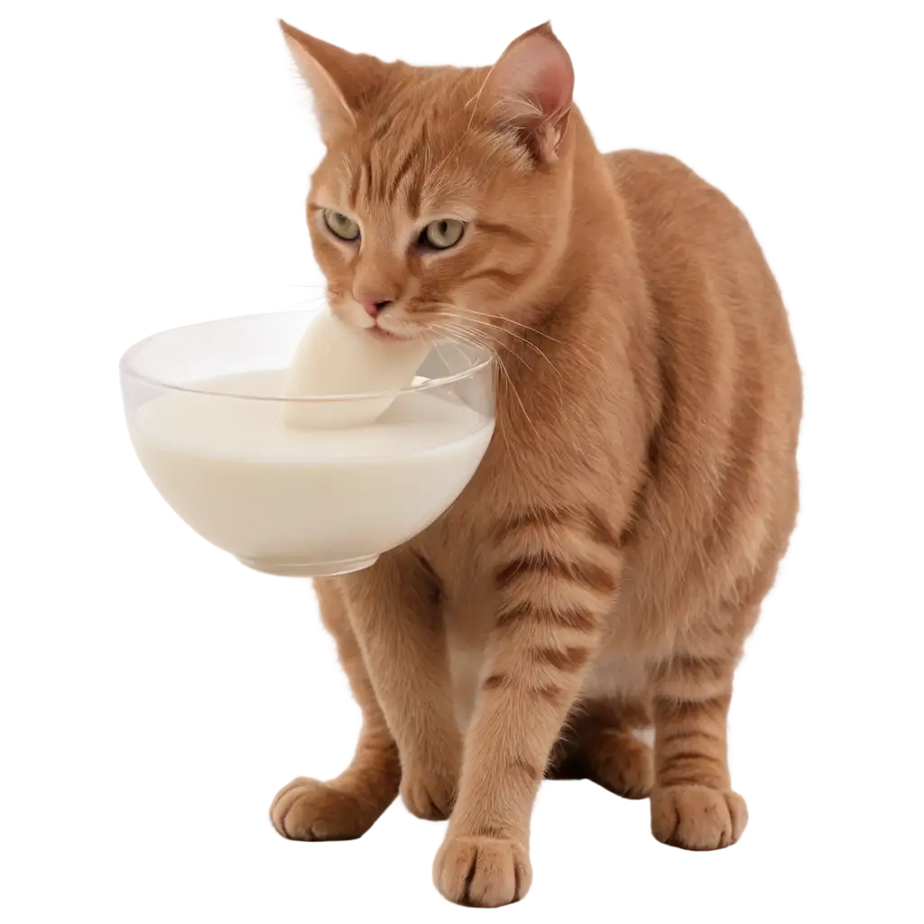 Cat-Drinking-Milk-on-Glass-Bowl-PNG-Clear-and-HighQuality-Image-for-Various-Uses