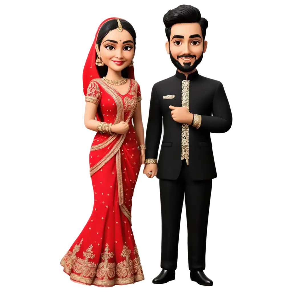 Caricature-Wedding-Couple-PNG-for-Reception-Invitation-Cards-Capturing-Joy-and-Style