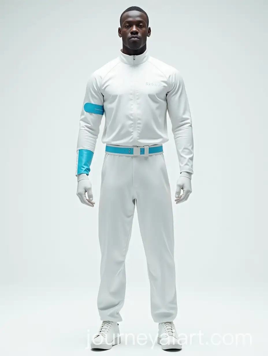 Man-in-Glossy-White-Uniform-with-RK900-Text-and-Light-Blue-Arm-Band