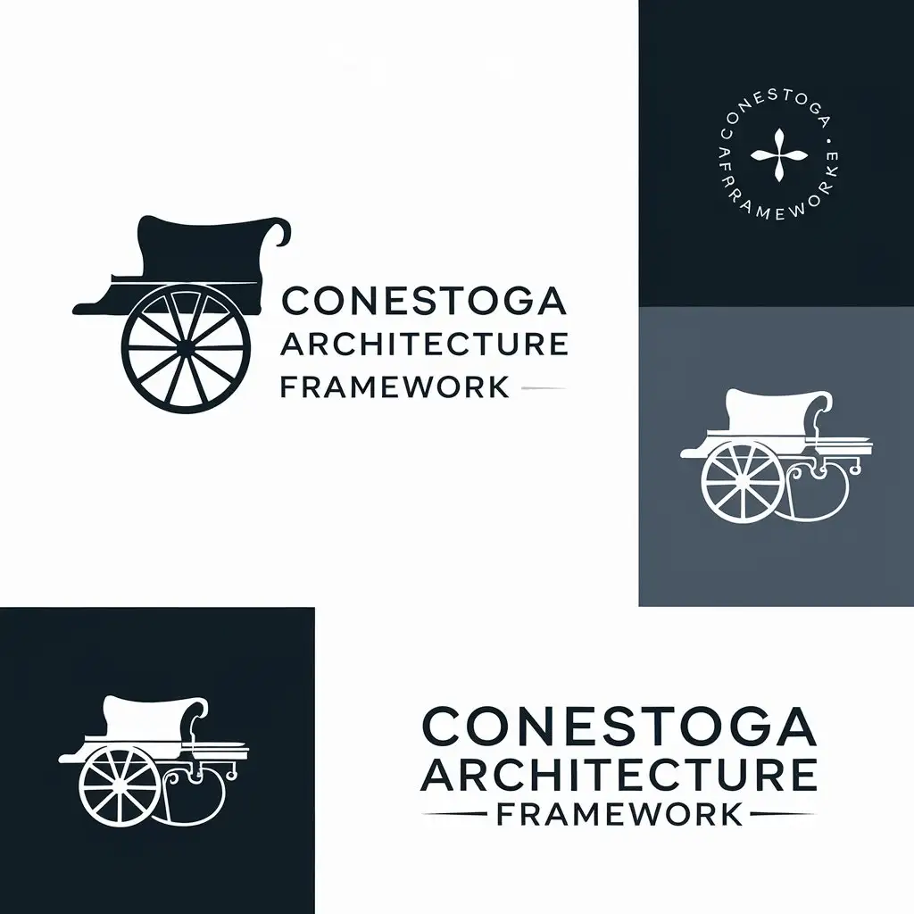 LOGO Design for Conestoga Architecture Framework Classic Style with Wagon Elements and Bold Colors