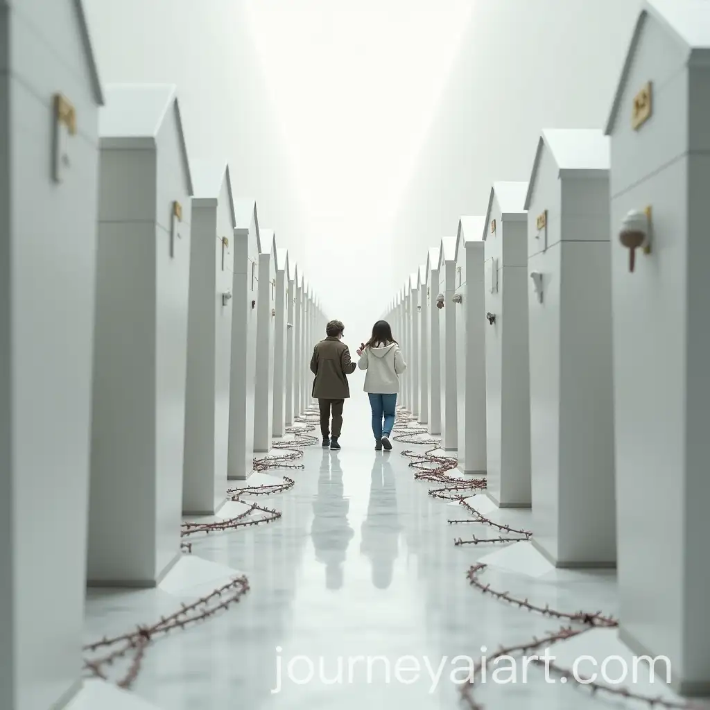 Urban-Scene-with-Coffins-and-City-Residents-in-Empty-Space