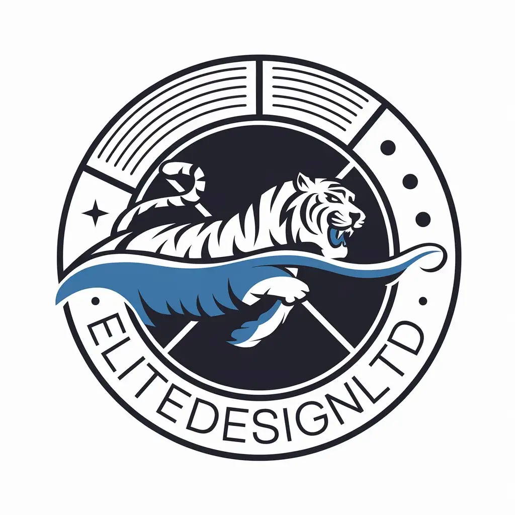 LOGO Design for EliteDesignLtd Tiger on the Ocean with Modern Technology Theme