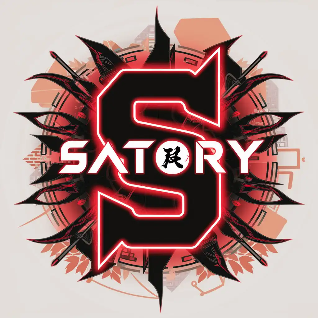 LOGO-Design-for-SATORY-TERA-Stylized-S-in-SamuraiInspired-Tech-Font-with-Neon-Red-Glow