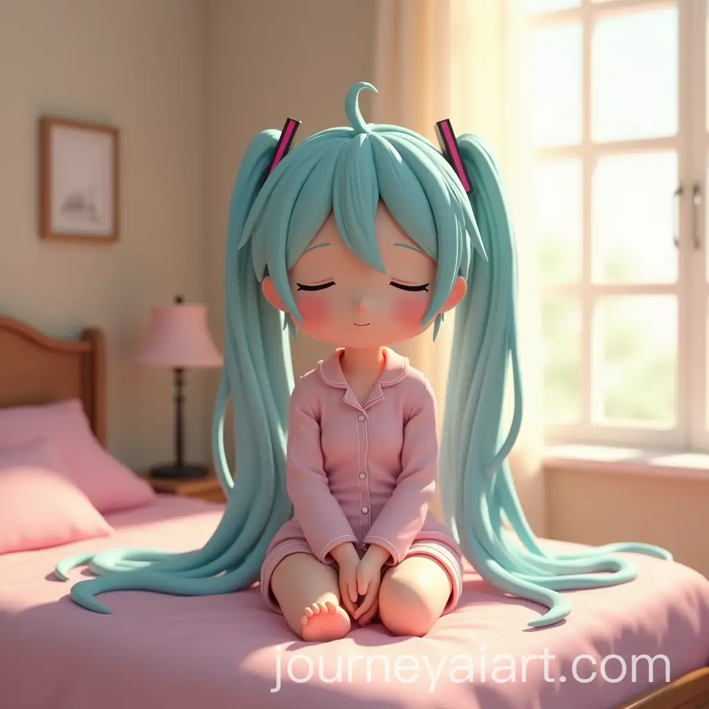 Hatsune-Miku-in-Cozy-Bedroom-Wearing-Pastel-Pajamas
