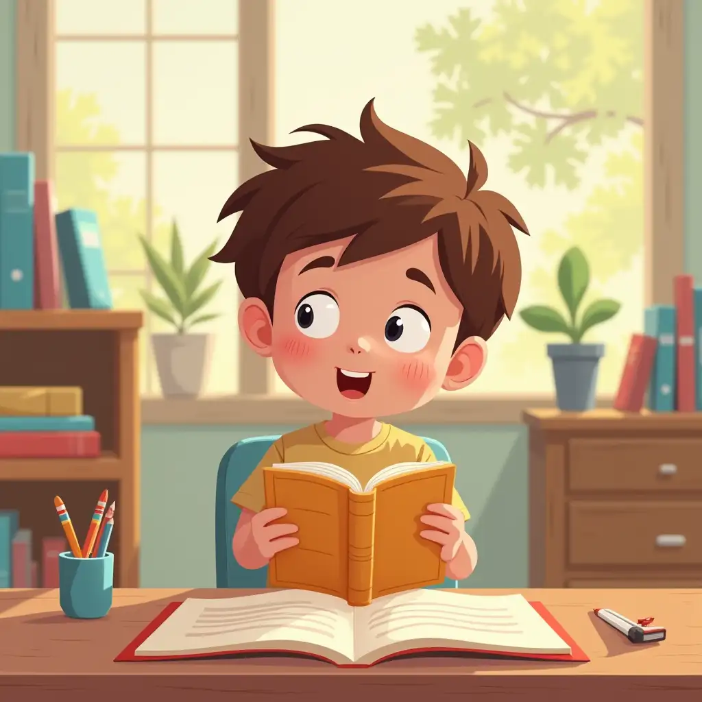 Animated video child studying doing cartoon