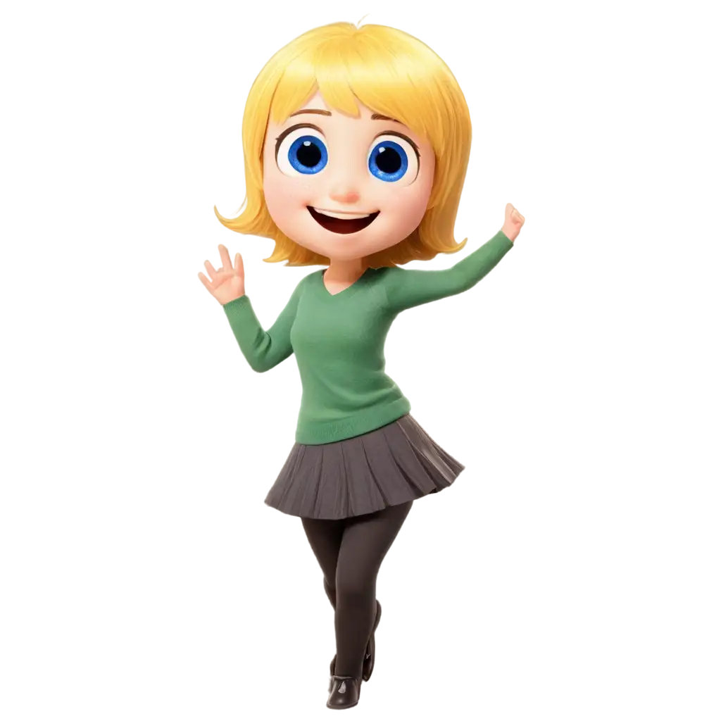 Chibi-Anime-Style-PNG-Image-of-Joy-from-Inside-Out-Waving-High-Quality-Versatile