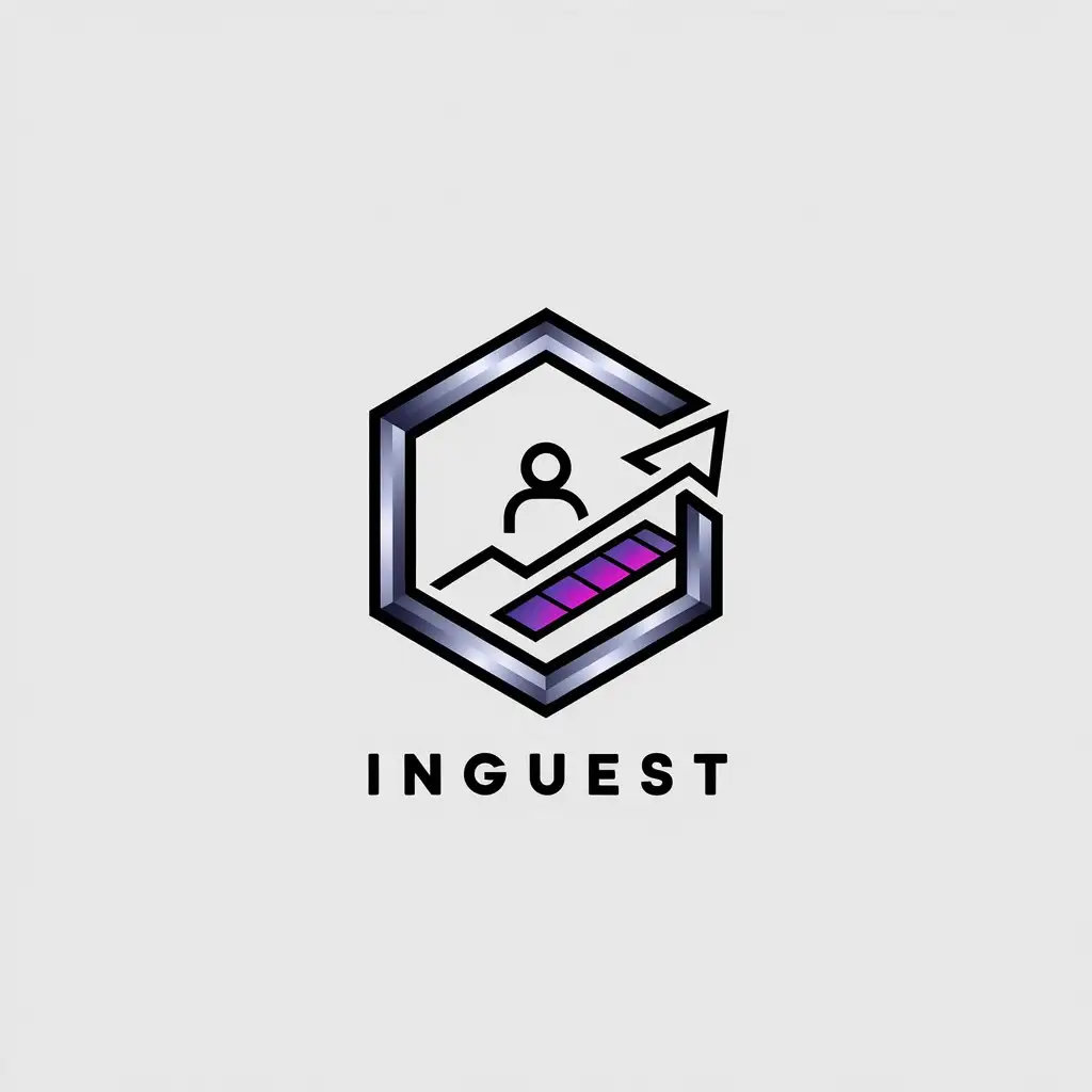 LOGO Design for InGuest Geometric Symbol with Purple Dark Blue Metallic Silver Modern Minimalistic Style