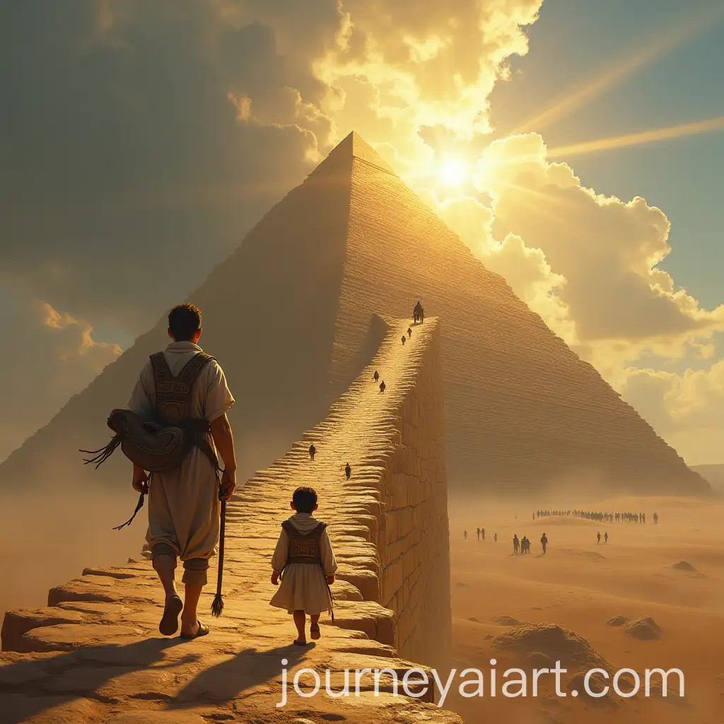 AI-Image-Prompt-ExpansionScribe-and-Journalist-Climbing-a-Glowing-Ziggurat-in-a-Surreal-Desert-Landscape