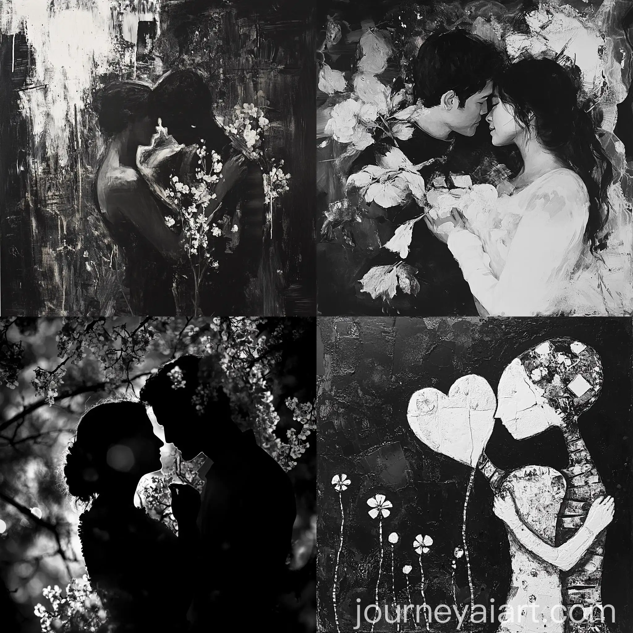 Abstract-Black-and-White-Evening-Embraces-Under-Chestnut-Blossoms