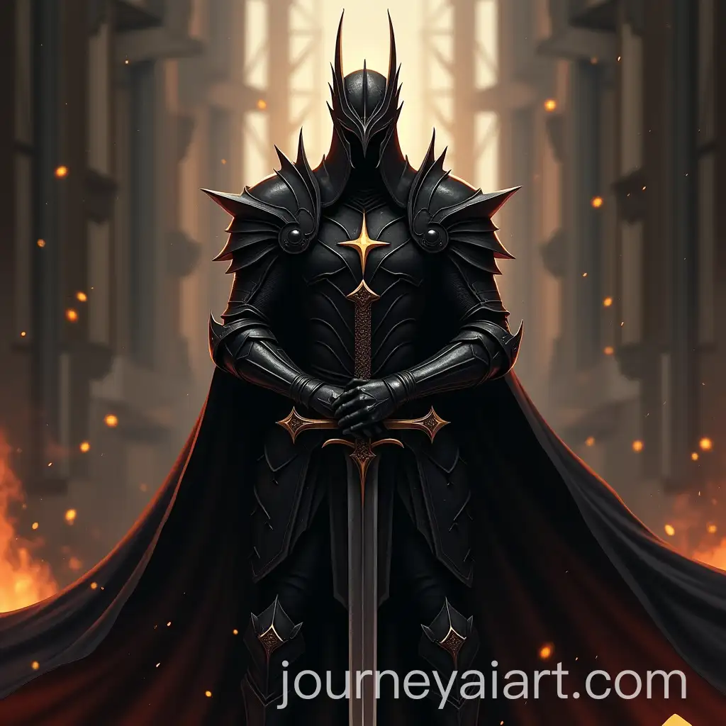 Anime-Warrior-in-Black-Armor-with-Fiery-Background