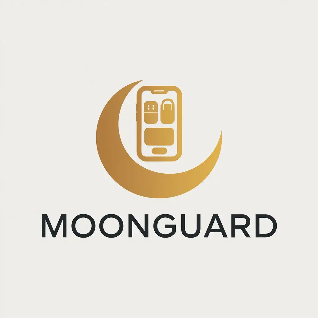 LOGO-Design-for-MoonGuard-Minimalist-Gold-with-Phone-and-Accessories-in-Crescent