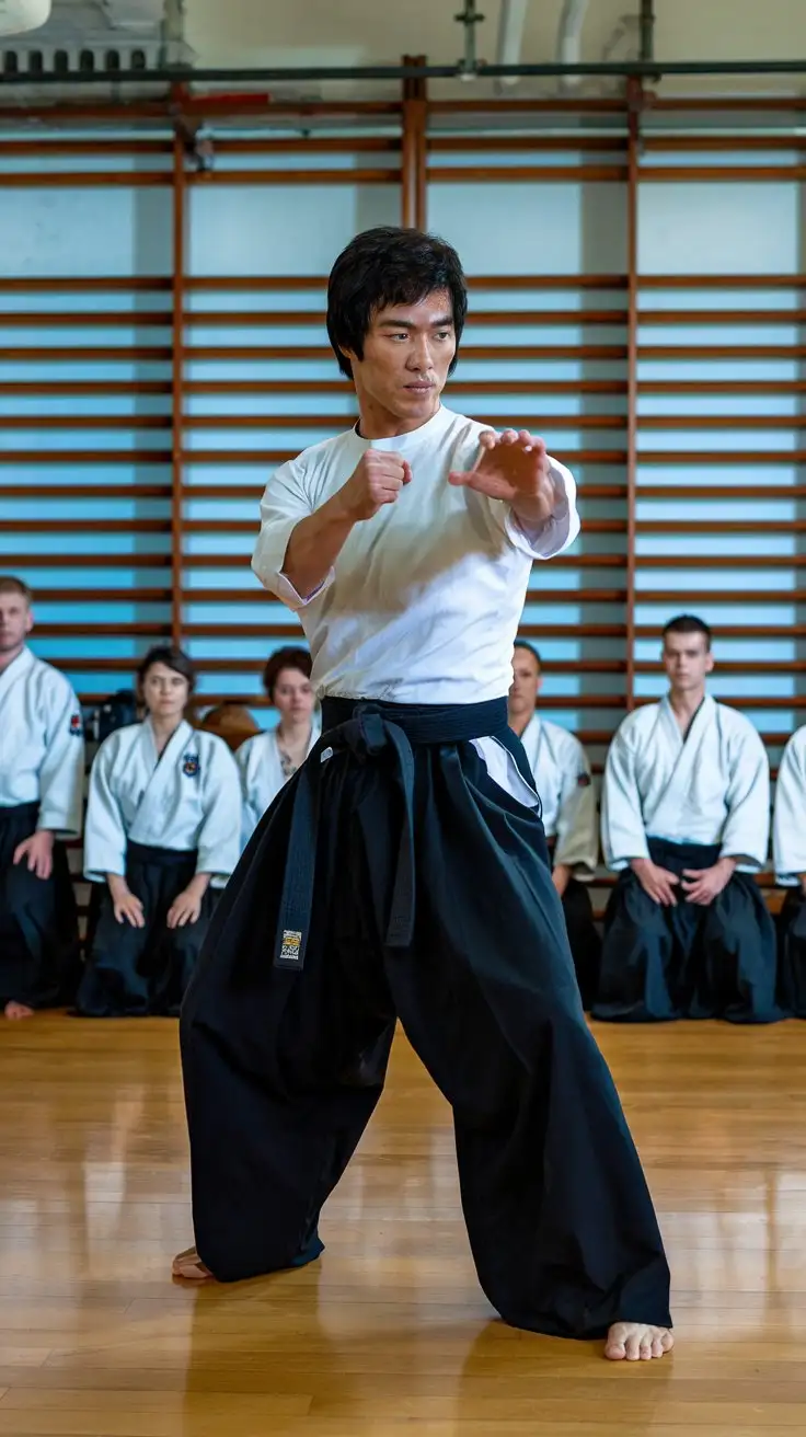 Bruce Lee Martial Arts Pose in Dramatic Lighting