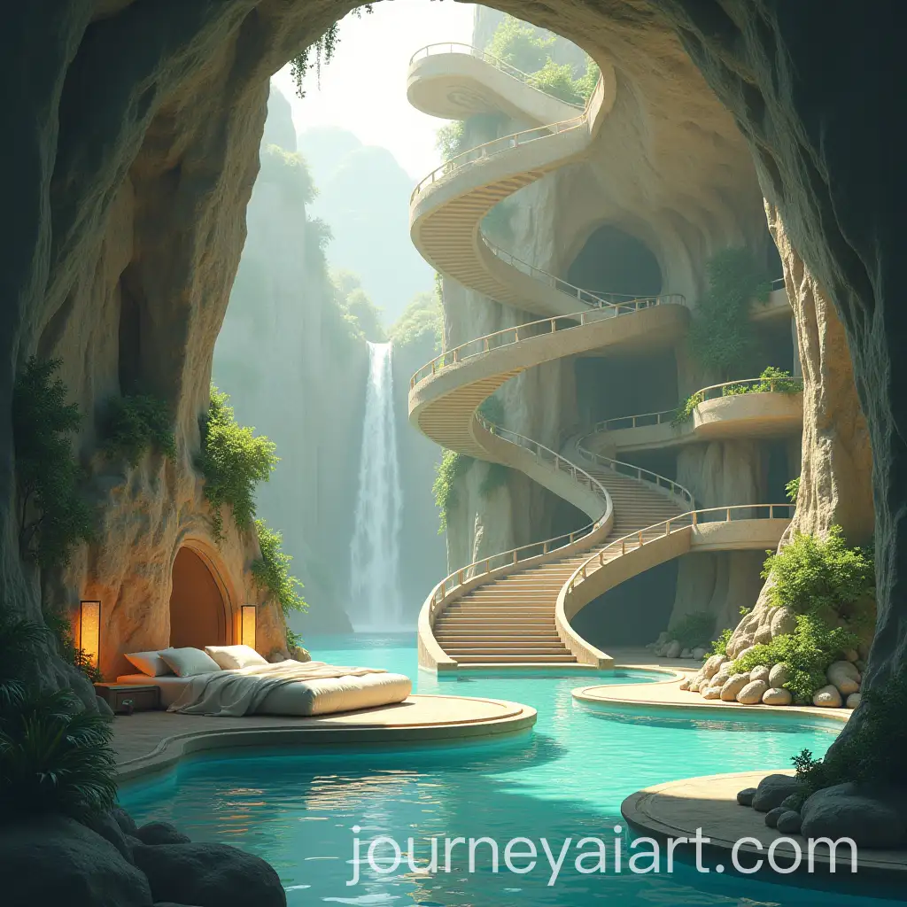 Surreal-Cave-Interior-with-Luxurious-Organic-Design-and-Tranquil-Water-Pool