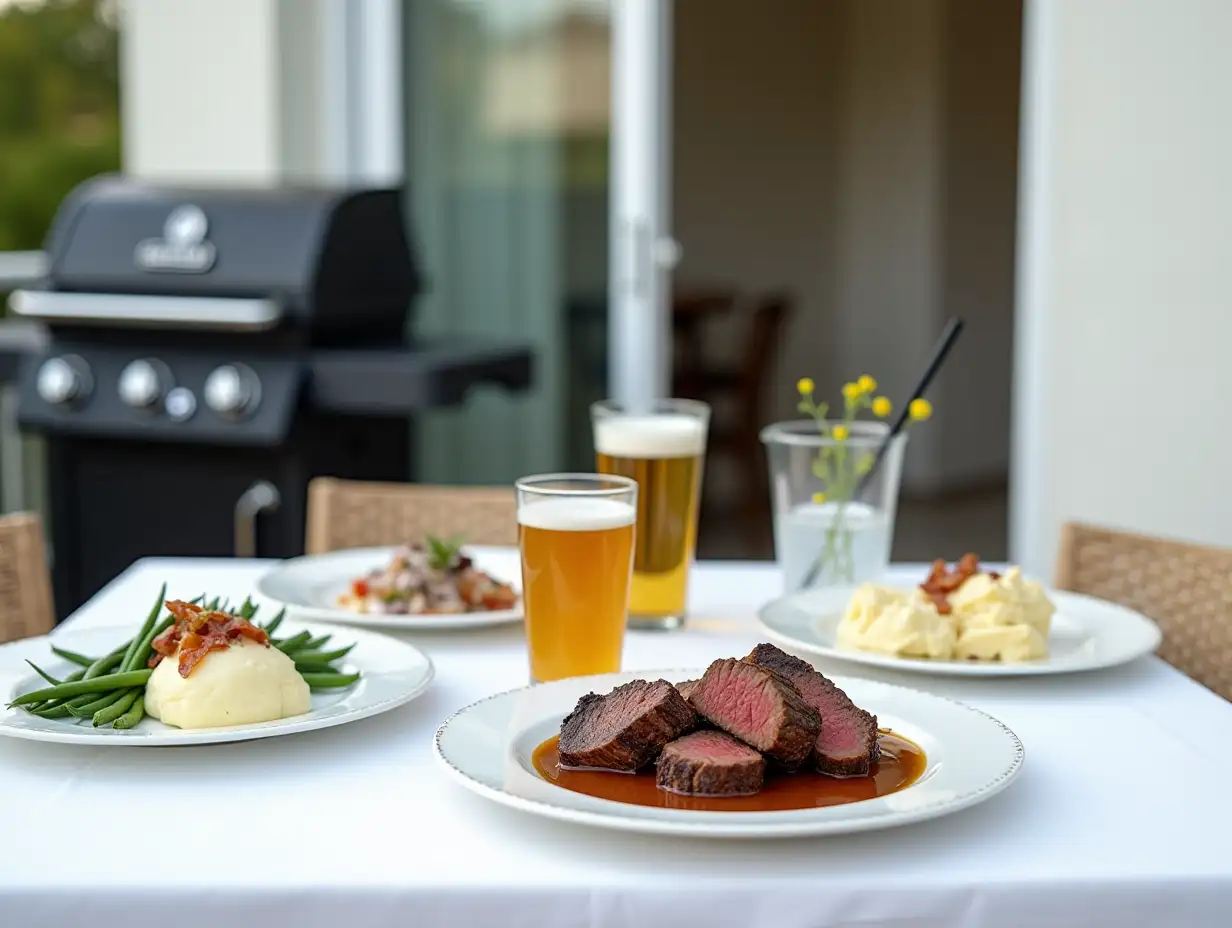 Elegant-50th-Birthday-Dinner-with-Seared-Meat-Mashed-Potatoes-and-Green-Beans