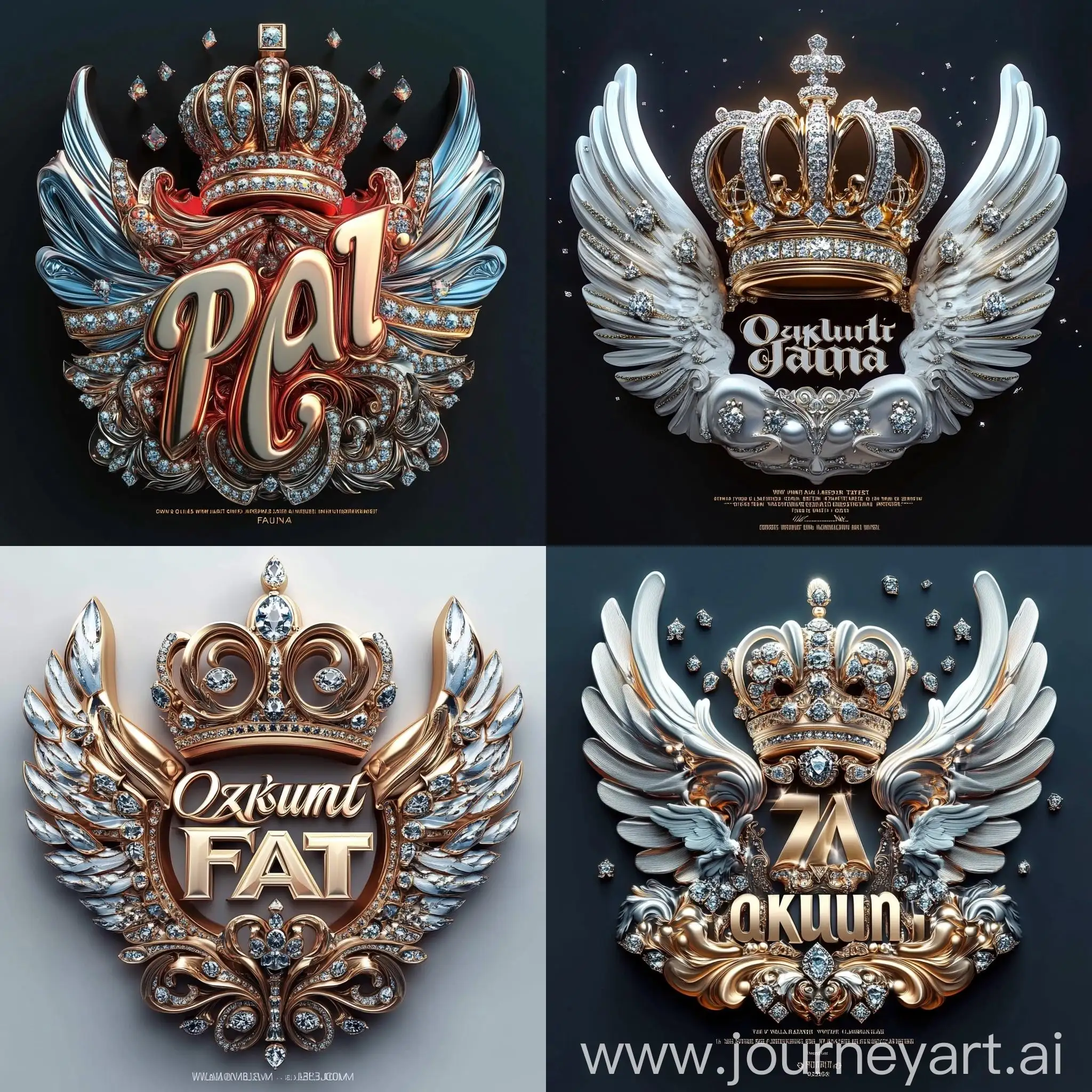 Elegant-3D-Typography-Ozkunt-Fatma-with-Crown-Diamonds-and-Angel-Wings