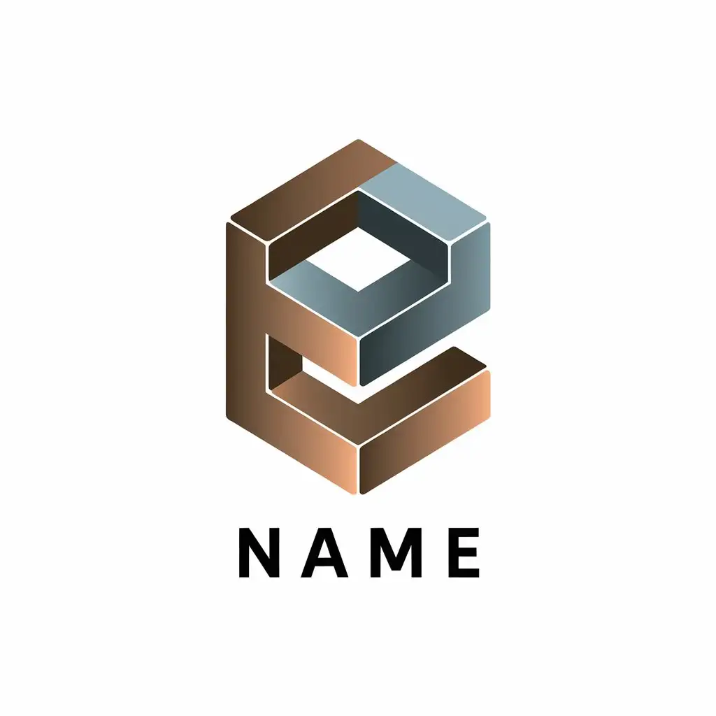 LOGO Design for NAME Isometric 3D Bronze Gray Metal for Construction Industry