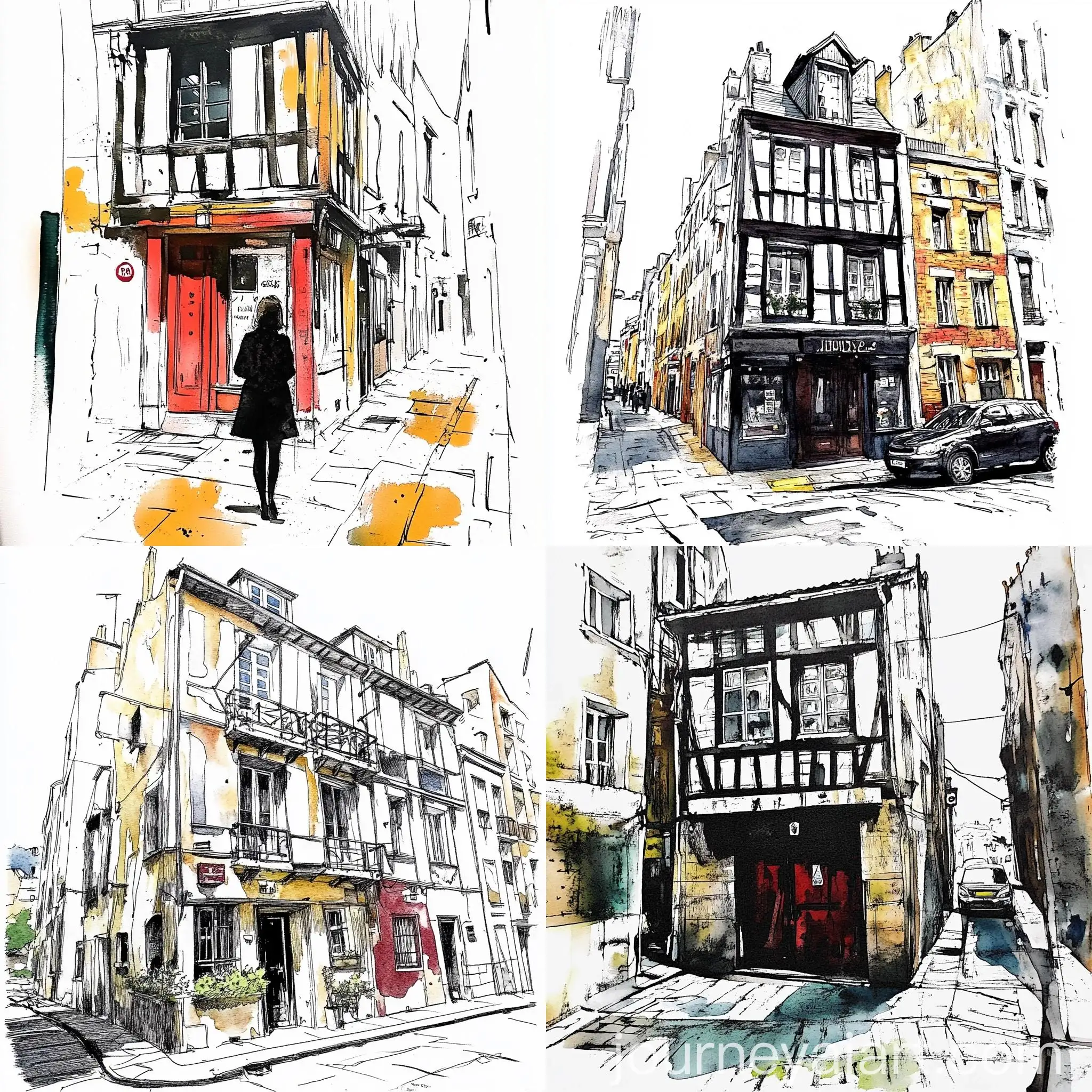 Urban-Sketching-Watercolor-Dripping-Art