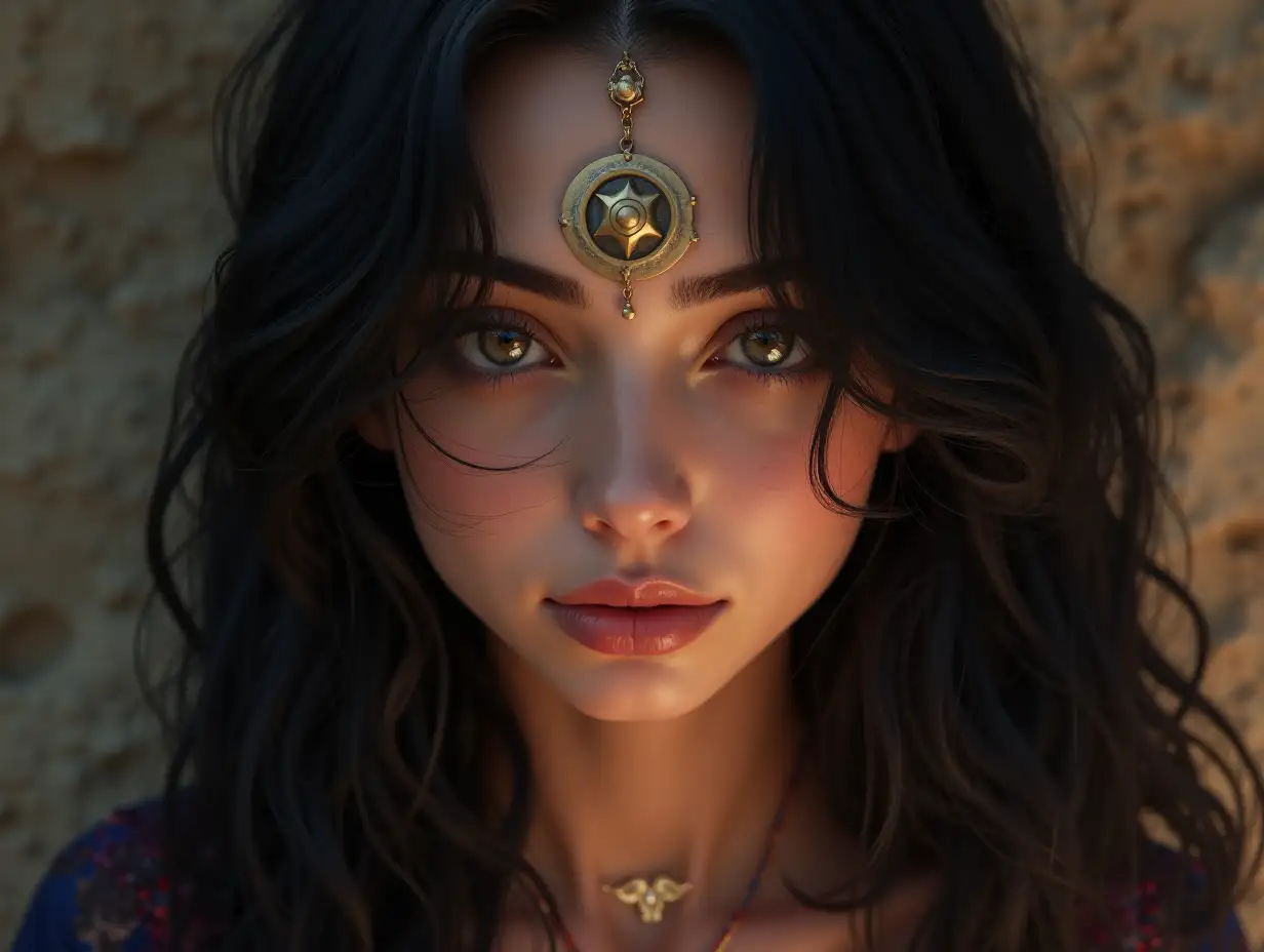 Fortune teller, 23 Years old- Black hair Ultra realistic,clear facial features, detailed image, realistic, real, realistic facial features, realistic photography -4k illustration, sharp focus, bright color,