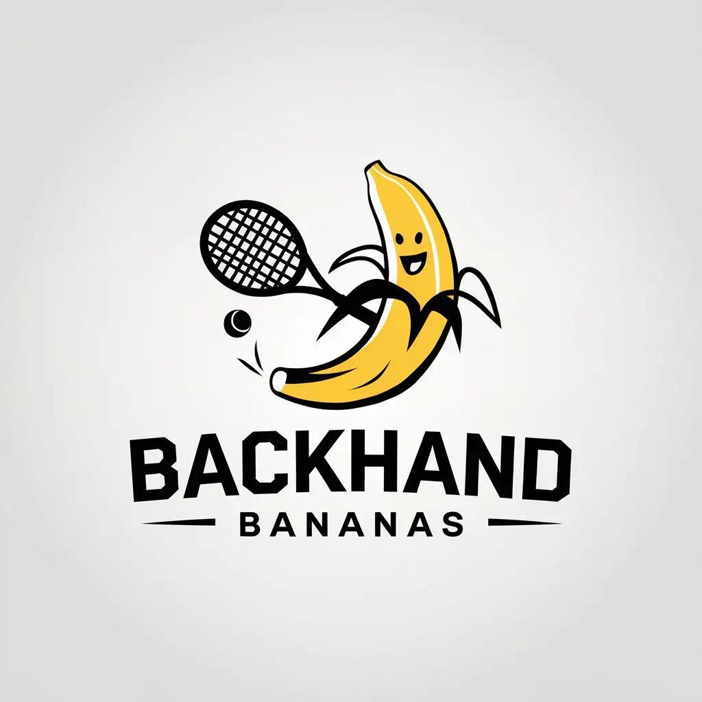 LOGO Design for Backhand Bananas Minimalistic Banana Tennis Player for Sports Fitness