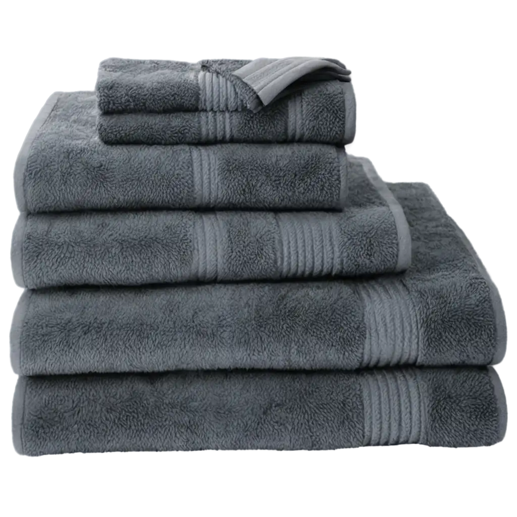 HighQuality-PNG-Image-of-Two-Terry-Cloth-Towels-and-Bath-Mat-in-Graphite-and-Gray-Colors