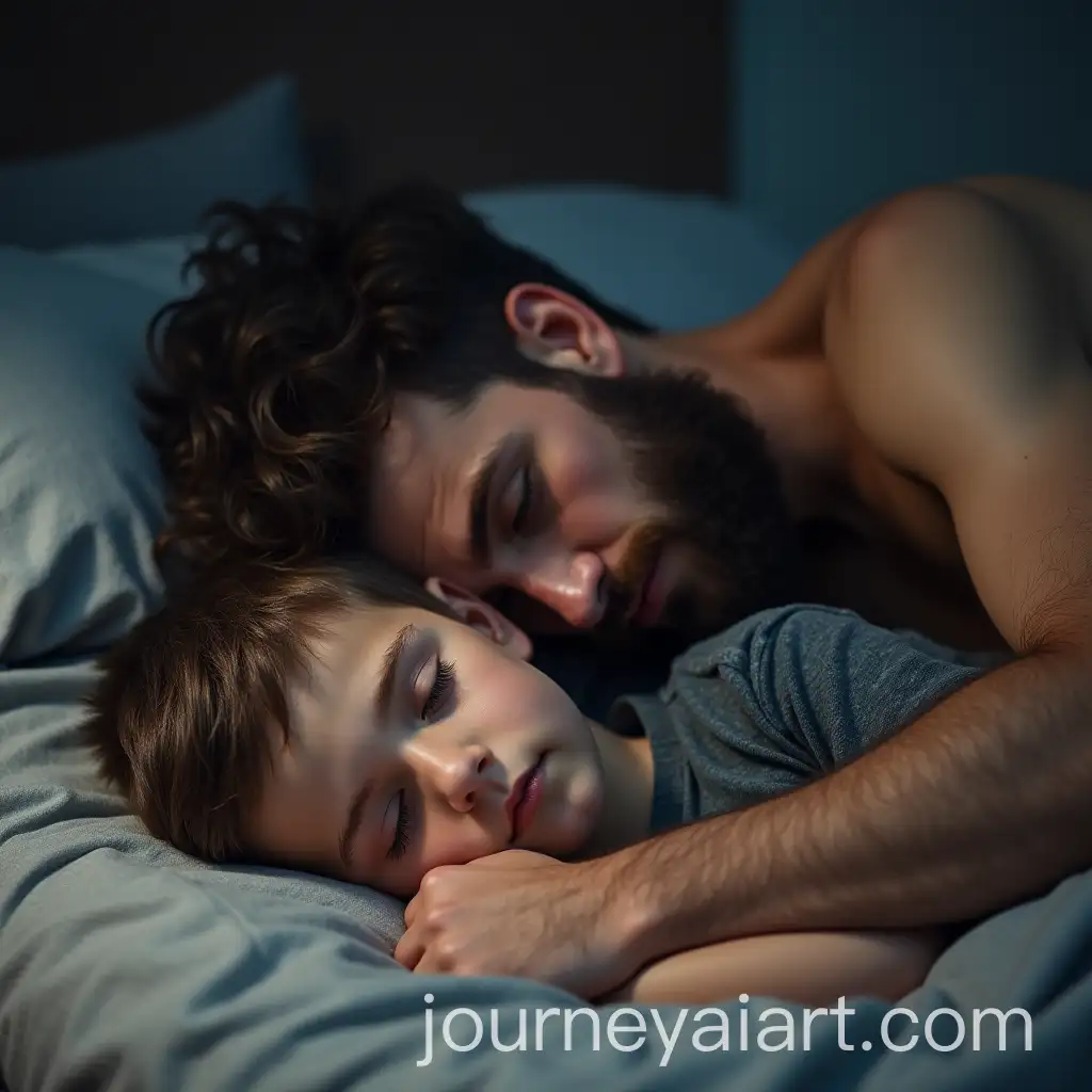 Teen-and-Adult-Man-Sleeping-Together-in-Peaceful-Rest