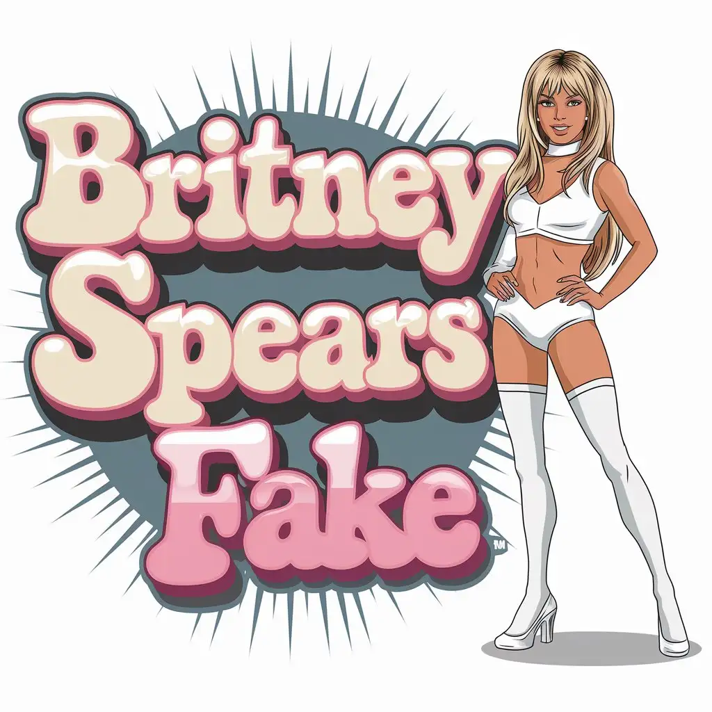 Cartoonized-Britney-Spears-with-Pink-Disco-Logo-and-White-Background