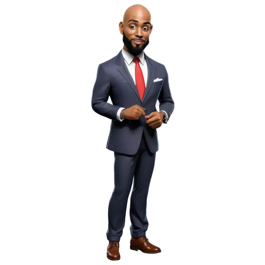 Professional-PNG-Caricature-of-a-Black-Bald-Man-in-a-Suit-with-Beard