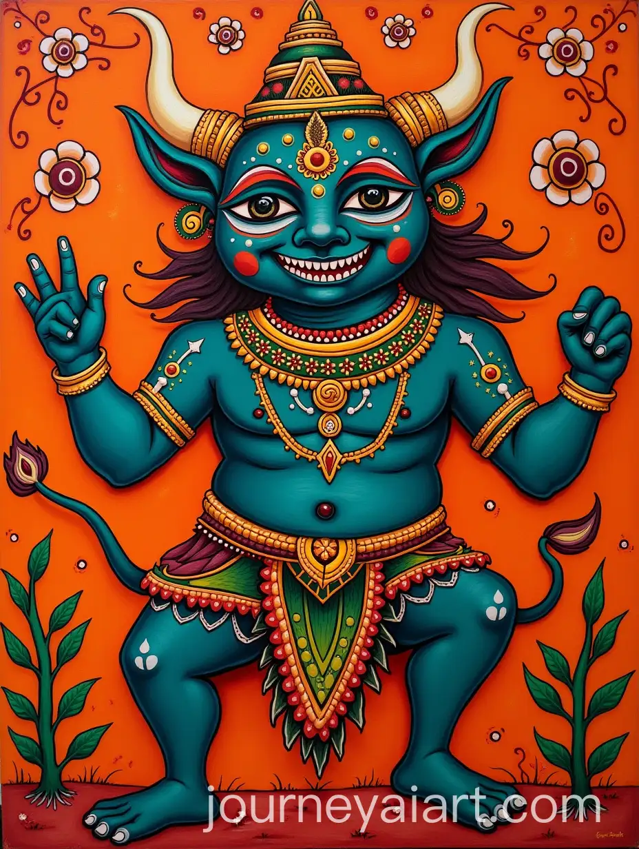Vibrant-South-Indian-Folk-Art-Depicting-a-Demon