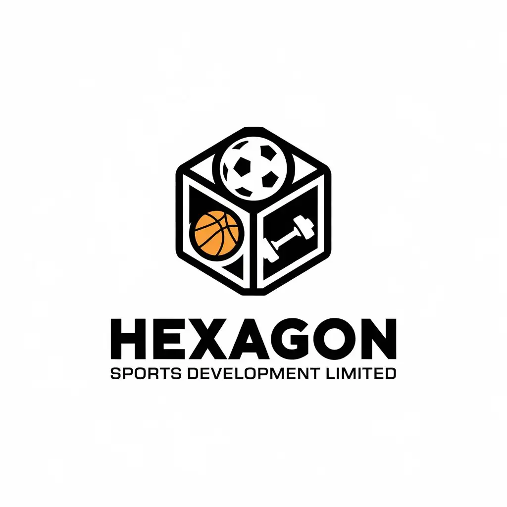 a vector logo design,with the text "Hexagon Sports Development Limited", main symbol:youth sports events sports equipment,Moderate,be used in Sports Fitness industry,clear background