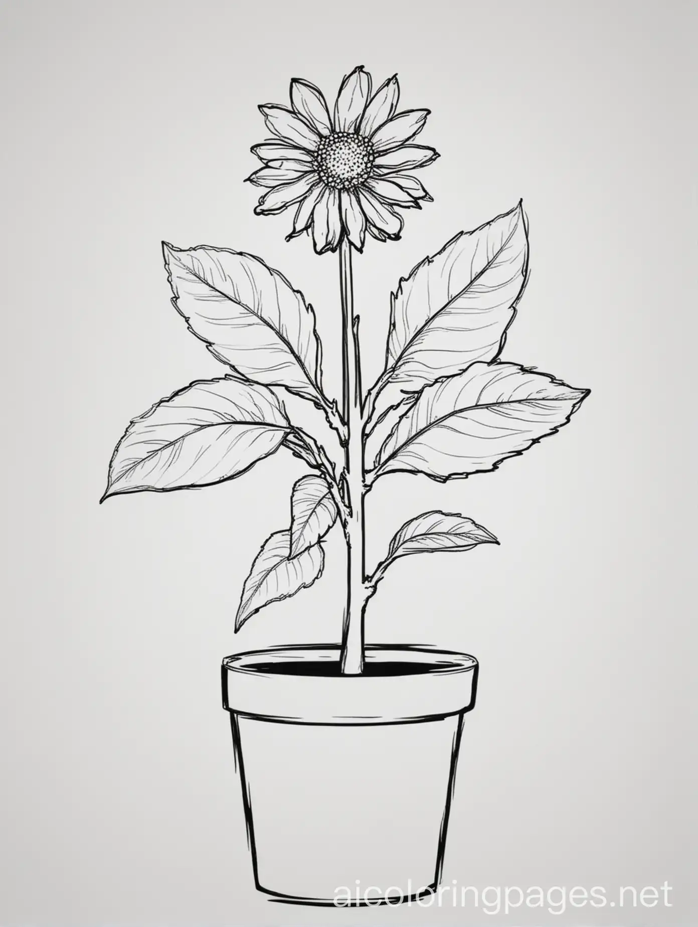 plant, Coloring Page, black and white, line art, white background, Simplicity, Ample White Space. The background of the coloring page is plain white to make it easy for young children to color within the lines. The outlines of all the subjects are easy to distinguish, making it simple for kids to color without too much difficulty