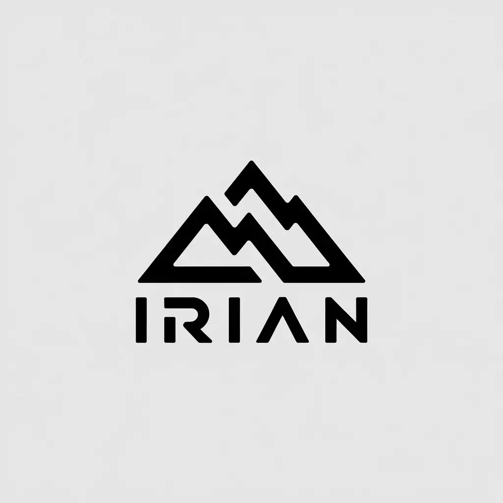 a vector logo design,with the text "IRIAN", main symbol:gunung,Minimalistic,be used in Sports Fitness industry,clear background