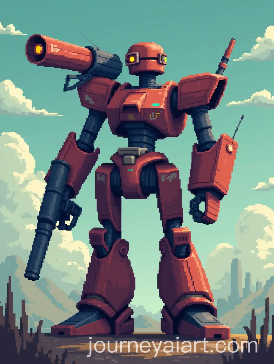 Pixel-Art-Robot-with-One-Eye-and-Five-Guns