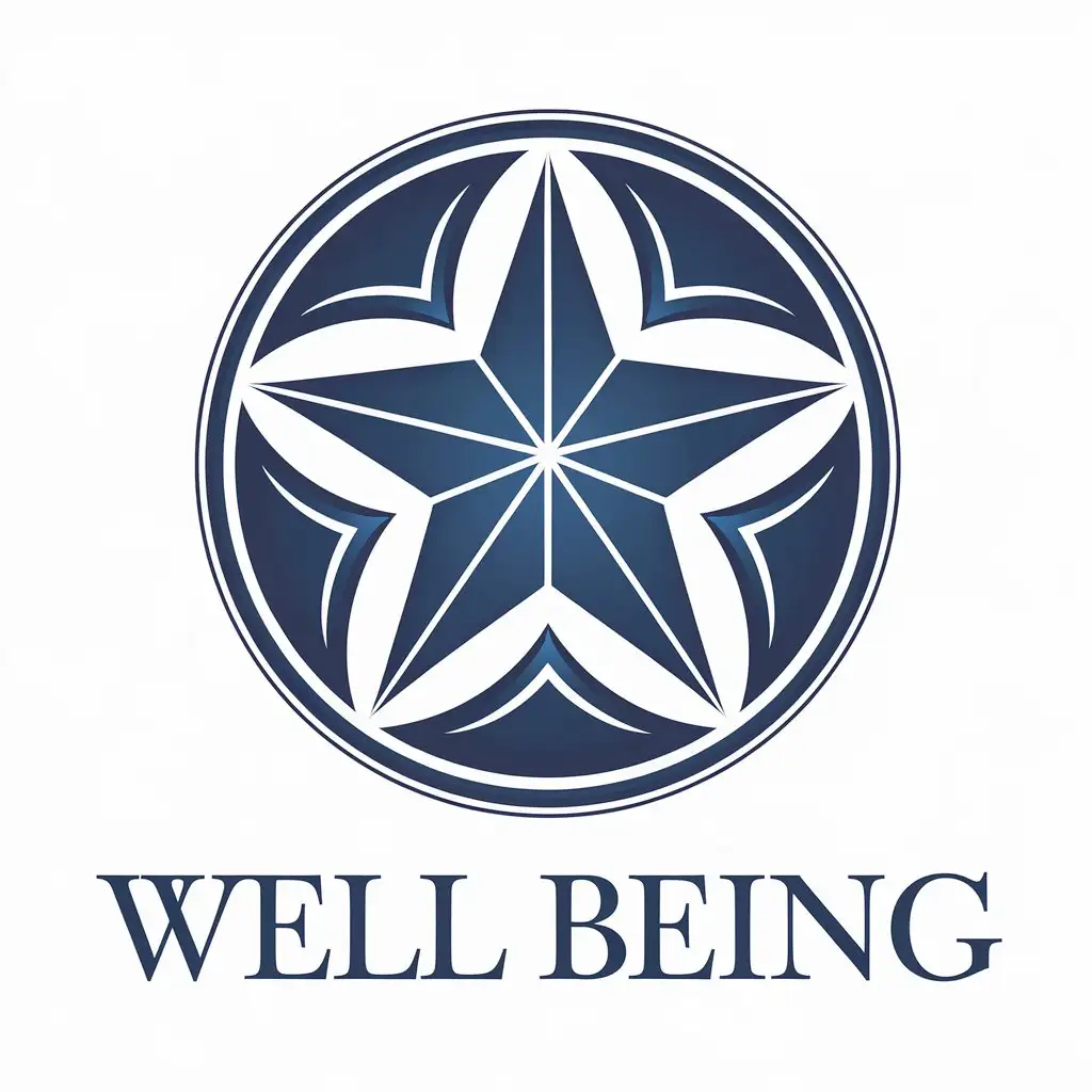 LOGO Design for Well Being Spa Sapphire Blue Star with Circle on Clear Background