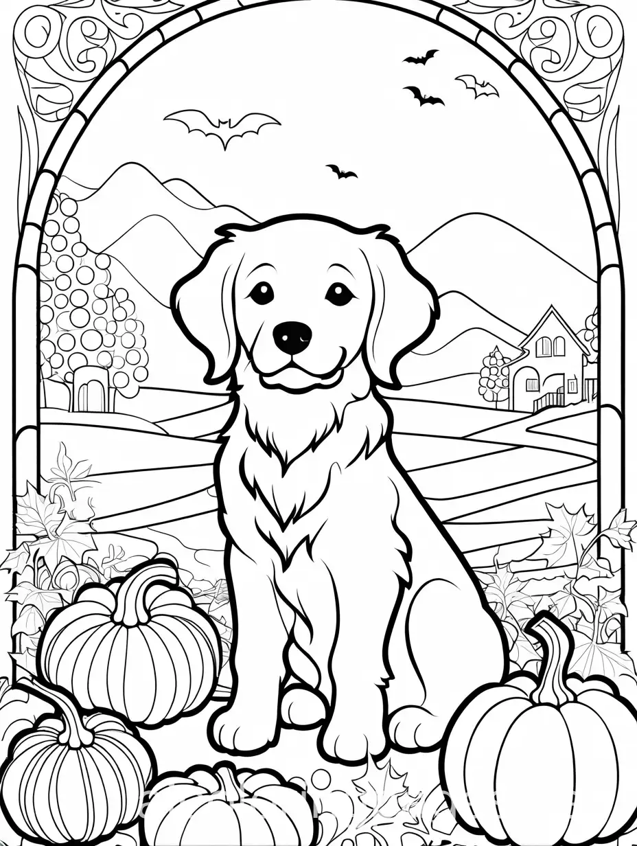 Adorable-Golden-Retriever-Puppy-at-Halloween-Festival-Coloring-Page