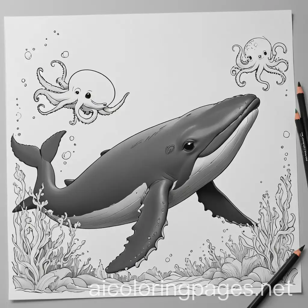 Underwater-Adventure-Coloring-Page-with-Whale-and-Octopus