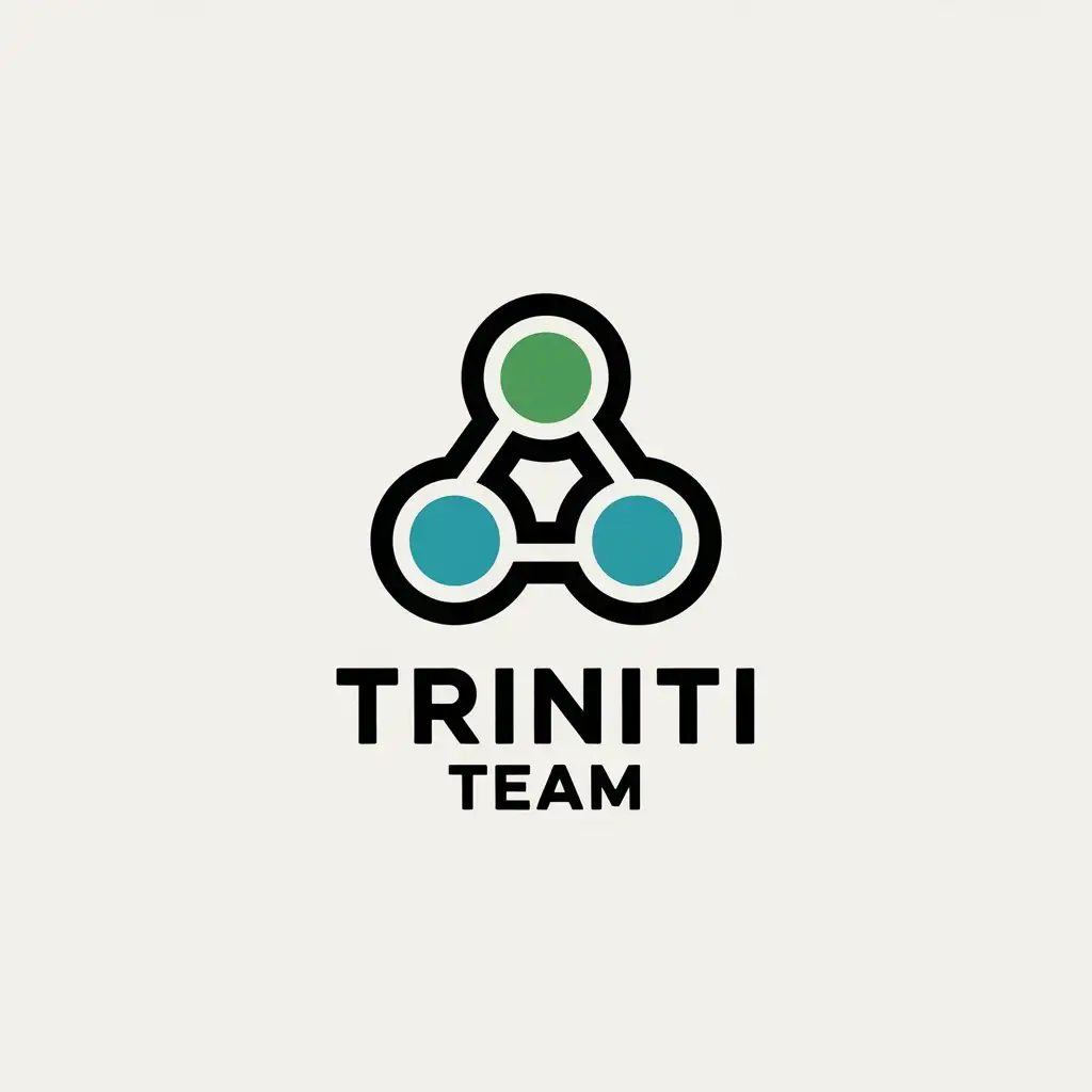 a vector logo design,with the text "Triniti Team", main symbol:a vector logo design,with the text , main symbol:three circles connect with each other,Moderate,clear background,Moderate,clear background