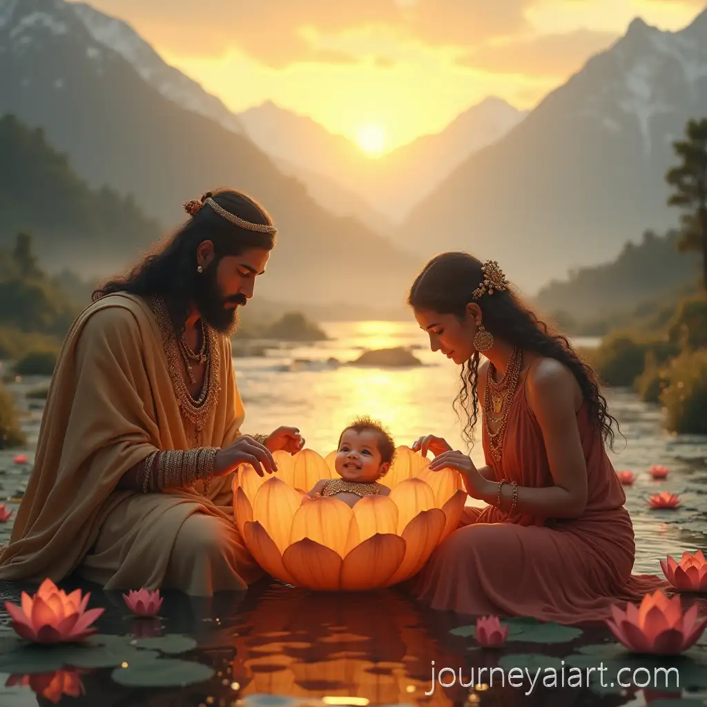 Divine-Reincarnation-of-Goddess-Sati-as-Baby-Parvati-in-Himalayan-Sunrise