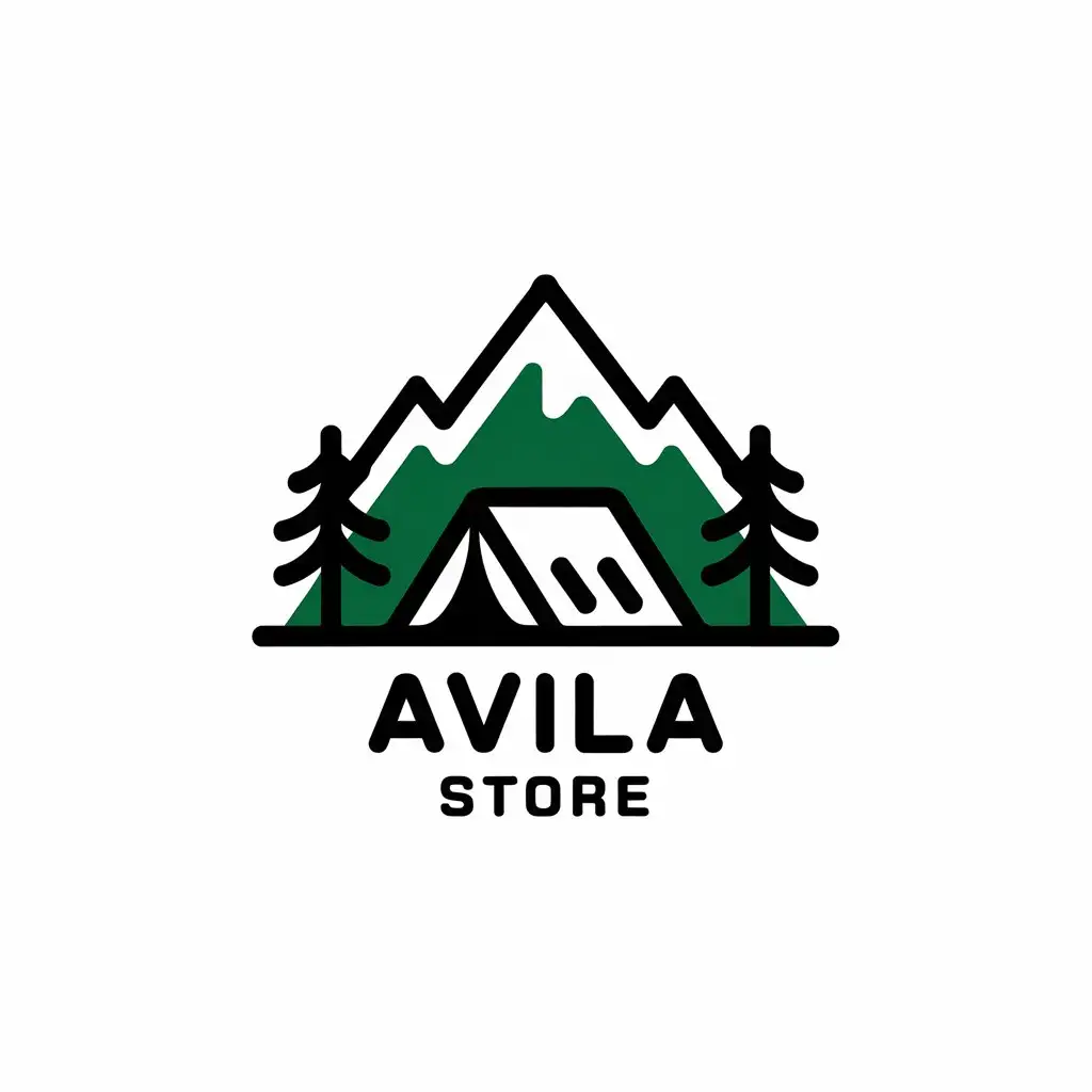 a vector logo design,with the text "avila store", main symbol:montaña camping,Moderate,clear background